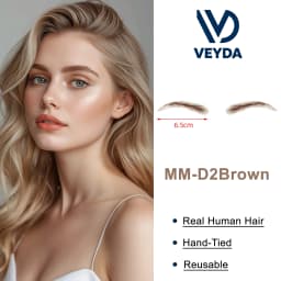 VEYDA Fake Eyebrow Women Or Man Hair Brazilian Hair Invisible Handmade 100% Human Hair Fake Eyebrows Hand Tied False Eyebrows