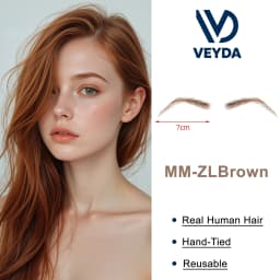 VEYDA Fake Eyebrow Women Or Man Hair Brazilian Hair Invisible Handmade 100% Human Hair Fake Eyebrows Hand Tied False Eyebrows