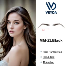 VEYDA Fake Eyebrow Women Or Man Hair Brazilian Hair Invisible Handmade 100% Human Hair Fake Eyebrows Hand Tied False Eyebrows