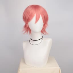 Synthetic Unisex 12 Inches Short Cosplay Hair Party White Red Pink Blonde Orange Yellow Wigs with Bangs Lolita Wig For Men Women