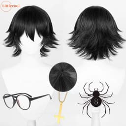 Anime Shizuku Cosplay Wig Black Short Shizuku Murasaki Wigs With Glasses Heat Resistant Synthetic Hair Halloween Wigs+ Wig Cap