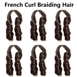 French Curl Braiding Hair 12/16/24Inch French Curl Crochet Braids Short Curly Crochet Hair Bouncy Synthetic Knotless Braiding