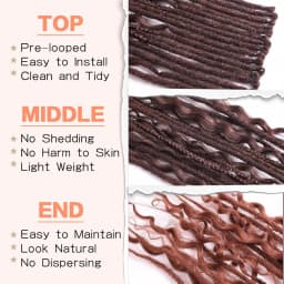 Synthetic SE Dreadlocs Braids Hair Extensions, 24 Inch 8 Strands/Lot 3 In 1 Mixed Hippie Style Single End Dreadslocks for Women