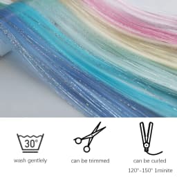 Multicolor Clip in Hair Extensions Mix Tinsels Colored Hair Extensions, 2 in 1 Rainbow Hair with Silver Tinsels for Kids Girls
