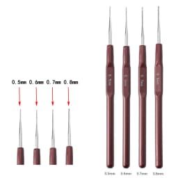 1PCS/4PCS- 0.5"0.6"0.7"0.8mm Micro Hook Needles Crochet Hook For Wig Making Crochet Locks Braids Weaving Needle Tools