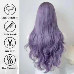OLACARE Long Body Wave Black Brown Purple Cosplay Wigs Heat Resistant Synthetic Wigs Middle Part Natural Lolita LM Wigs Women