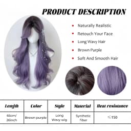 OLACARE Long Body Wave Black Brown Purple Cosplay Wigs Heat Resistant Synthetic Wigs Middle Part Natural Lolita LM Wigs Women