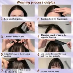 Women's Straight Synthetic Hair Extensions with Layered Bangs Side-Swept Bangs Natural-Looking Hairpiece for Versatile Styling