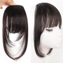 Women's Straight Synthetic Hair Extensions with Layered Bangs Side-Swept Bangs Natural-Looking Hairpiece for Versatile Styling