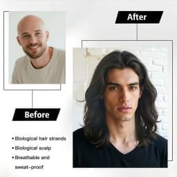 Men's Black Long Curly Wig, Fashionable and Classic Style, Black Synthetic Fiber Wig, Rock Style Suitable for Daily Wear