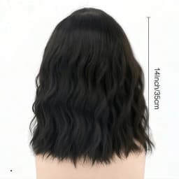 Men's Black Long Curly Wig, Fashionable and Classic Style, Black Synthetic Fiber Wig, Rock Style Suitable for Daily Wear