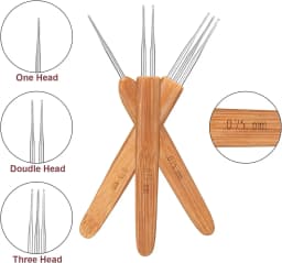 10 Pcs Handle Dreadlock Crochet Hooks for Hair,Braid Craft Needle Durable Steel Crochet Hooks for Hair Lengthening, Wig Making