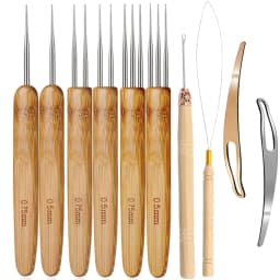10 Pcs Handle Dreadlock Crochet Hooks for Hair,Braid Craft Needle Durable Steel Crochet Hooks for Hair Lengthening, Wig Making