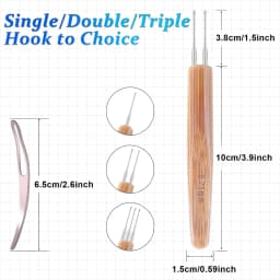 10 Pcs Handle Dreadlock Crochet Hooks for Hair,Braid Craft Needle Durable Steel Crochet Hooks for Hair Lengthening, Wig Making