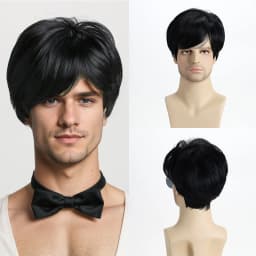 Short Natural Curly Hair For Male Young Men Heat Resistant Fiber Synthetic Wigs