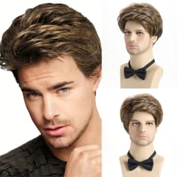 Short Natural Curly Hair For Male Young Men Heat Resistant Fiber Synthetic Wigs