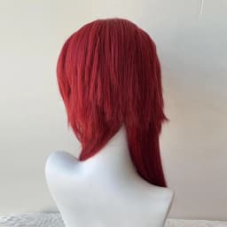 AOSI Wine Red Mullet Head Wigs with Bangs Long Synthetic Straight Men Women Anime Halloween Cosplay Hair Wig for Daily Party