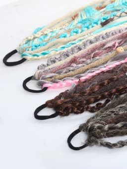Hand-Braided Viking Dreadlock Beaded Synthetic Hairpiece 24" Boho Braided Ponytail Extension with Hair Tie for Women