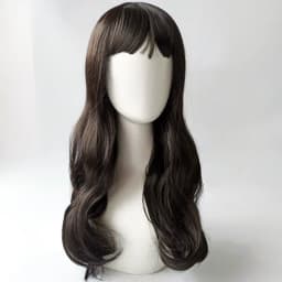 Children's Cosplay Princess Wig Synthetic Long Wavy Hair Extensions with Neat Bangs Big Waves Orange Head Cover for Girls