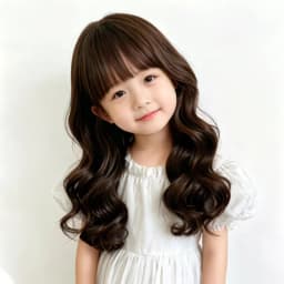 Children's Cosplay Princess Wig Synthetic Long Wavy Hair Extensions with Neat Bangs Big Waves Orange Head Cover for Girls