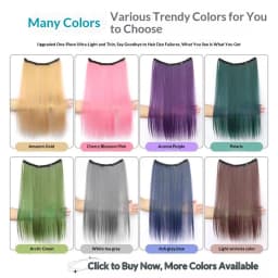 Synthetic Colored Highlighting Clip-in Hair Extensions Long Straight Ear-hanging Dyeing Wig Piece Color Thin Seamless Fake Hair