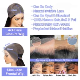 Pre Plucked Black Straight Bob Wig 12 14 Inch 13x4 4x4 Closure Lace Frontal Bone Straight Short Bob Wig 100% Human Hair