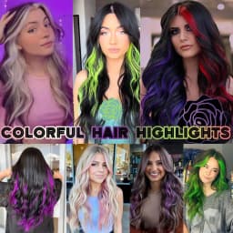 5 pcs/set 18 Inch Colored Clip In Hair Extensions Long Curly Synthetic Highlight Hairpieces Colorful Streak Hair For Women