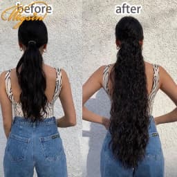 WIGSIN 32Inch Synthetic Long Kinky Curly Ponytail Drawstring Clip In Ponytail Black Blonde Hair Extension for Women