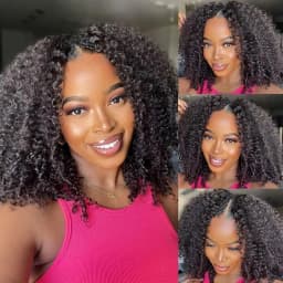 200 Density Flip Over Upgrade 3 In 1 Glueless Half Wig 200 Density Natural Colored Kinky Curly Wave Human Hair Wigs For Women