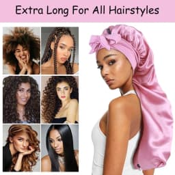 Long Satin Bonnet Solid Color Extra Large Sleep Cap With Long Tie Hair Bonnet For Black Women Hair Care Cap For All Hair Types