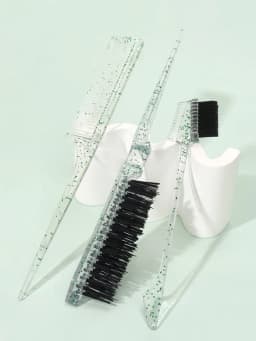 3-piece transparent comb set with double-sided edge control brush tear brush and pointed tail comb Special for real hair wigs