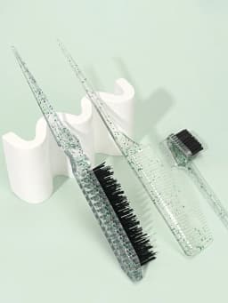 3-piece transparent comb set with double-sided edge control brush tear brush and pointed tail comb Special for real hair wigs