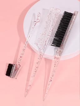 3-piece transparent comb set with double-sided edge control brush tear brush and pointed tail comb Special for real hair wigs