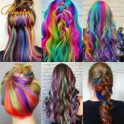 WIGSIN Synthetic Long Straight Hair Extension Rainbow Colorful Hairpiece Purple Red Blue Hairpiece For Women