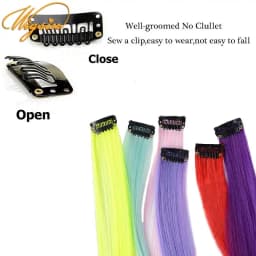 WIGSIN Synthetic Long Straight Hair Extension Rainbow Colorful Hairpiece Purple Red Blue Hairpiece For Women