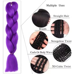 Synthetic 24Inch Purple Braiding Hair Extensions for Crochet Braids DIY Jumbo Ponytail Braid,Ru Mi Hairstyle,Multi-colored Hair