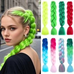 Synthetic Ombre Braiding Hair 24Inch 1Pack Pre Stretched Box Jumbo Colorful Crochet Extensions for Women