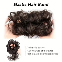 Synthetic Elegant Messy Curly Elastic Rubber Band Hair Bun Fluffy Easy to Style Suitable for Daily Use
