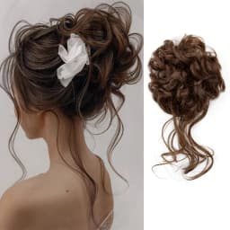 Synthetic Elegant Messy Curly Elastic Rubber Band Hair Bun Fluffy Easy to Style Suitable for Daily Use