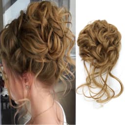 Synthetic Elegant Messy Curly Elastic Rubber Band Hair Bun Fluffy Easy to Style Suitable for Daily Use