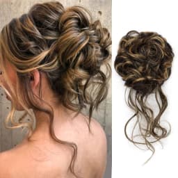Synthetic Elegant Messy Curly Elastic Rubber Band Hair Bun Fluffy Easy to Style Suitable for Daily Use
