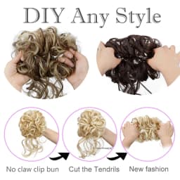 Synthetic Elegant Messy Curly Elastic Rubber Band Hair Bun Fluffy Easy to Style Suitable for Daily Use