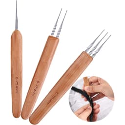 3/6Pcs 0.5mm/0.75mm Dreadlock Crochet Hook Wood Crochet Needles Hair Dreadlocks Tool for Braid Craft