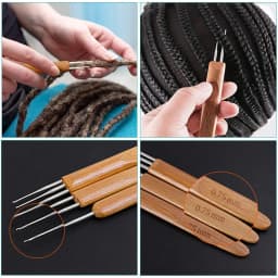 3/6Pcs 0.5mm/0.75mm Dreadlock Crochet Hook Wood Crochet Needles Hair Dreadlocks Tool for Braid Craft