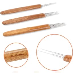 3/6Pcs 0.5mm/0.75mm Dreadlock Crochet Hook Wood Crochet Needles Hair Dreadlocks Tool for Braid Craft