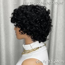 Kinky Curly Human Hair Wig Short Bob with Bangs for Black Women Machine Made Afro Curly Style Pre Plucked Natural Look Daily Wig