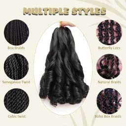 3/5Packs 24Inch Synthetic French Curls Crochet Hair Pre-Stretched Loose Wave Braiding Hair Ombre Loose Curly Braids Braids Hair