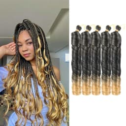 3/5Packs 24Inch Synthetic French Curls Crochet Hair Pre-Stretched Loose Wave Braiding Hair Ombre Loose Curly Braids Braids Hair