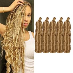 3/5Packs 24Inch Synthetic French Curls Crochet Hair Pre-Stretched Loose Wave Braiding Hair Ombre Loose Curly Braids Braids Hair