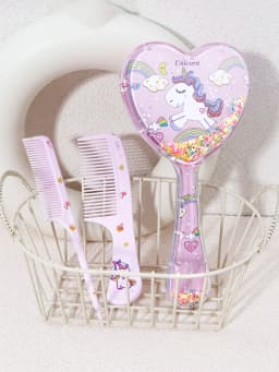 3-Piece Hair Comb Set with Cute Cartoon Pattern Hair Brushes and 2 Combs, Both Dry and Wet, Gift, Special for Real Hair Wigs